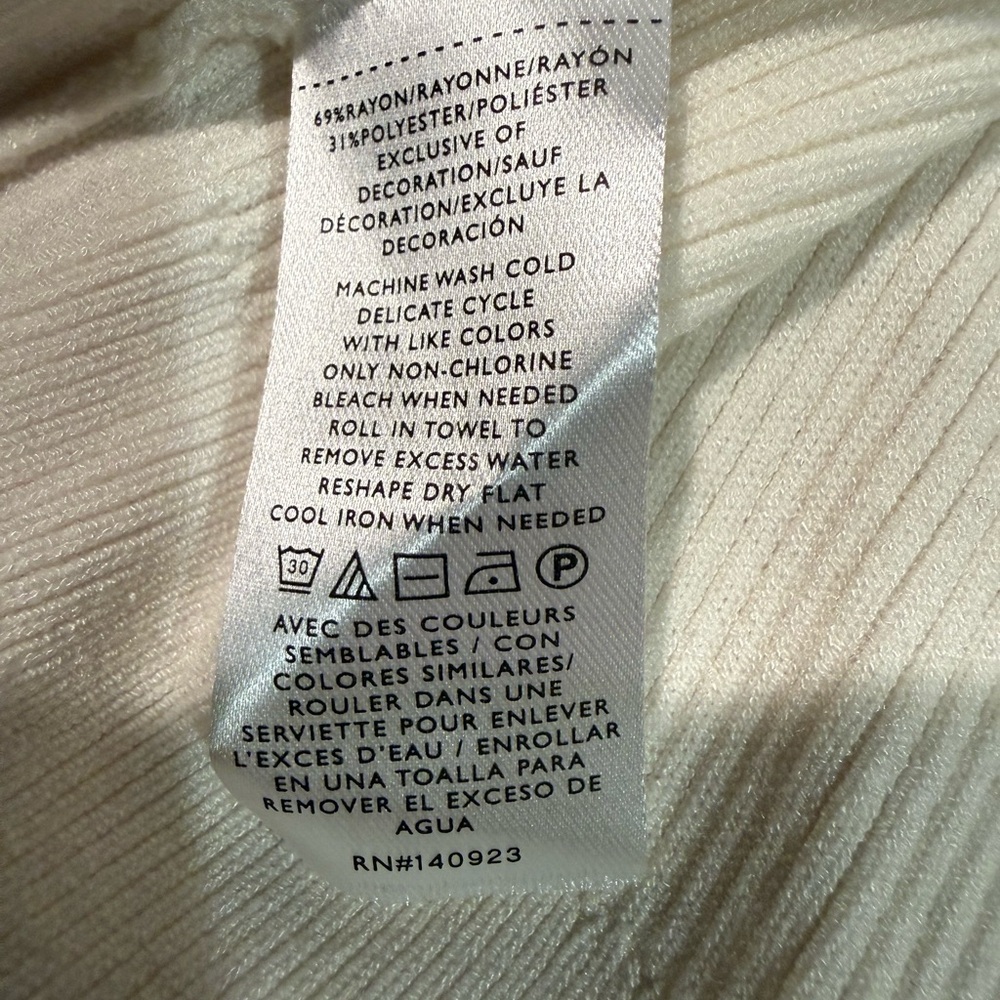 NWT LOFT Cream Ribbed Lace-Trim Button Cardigan - Picture 5 of 5